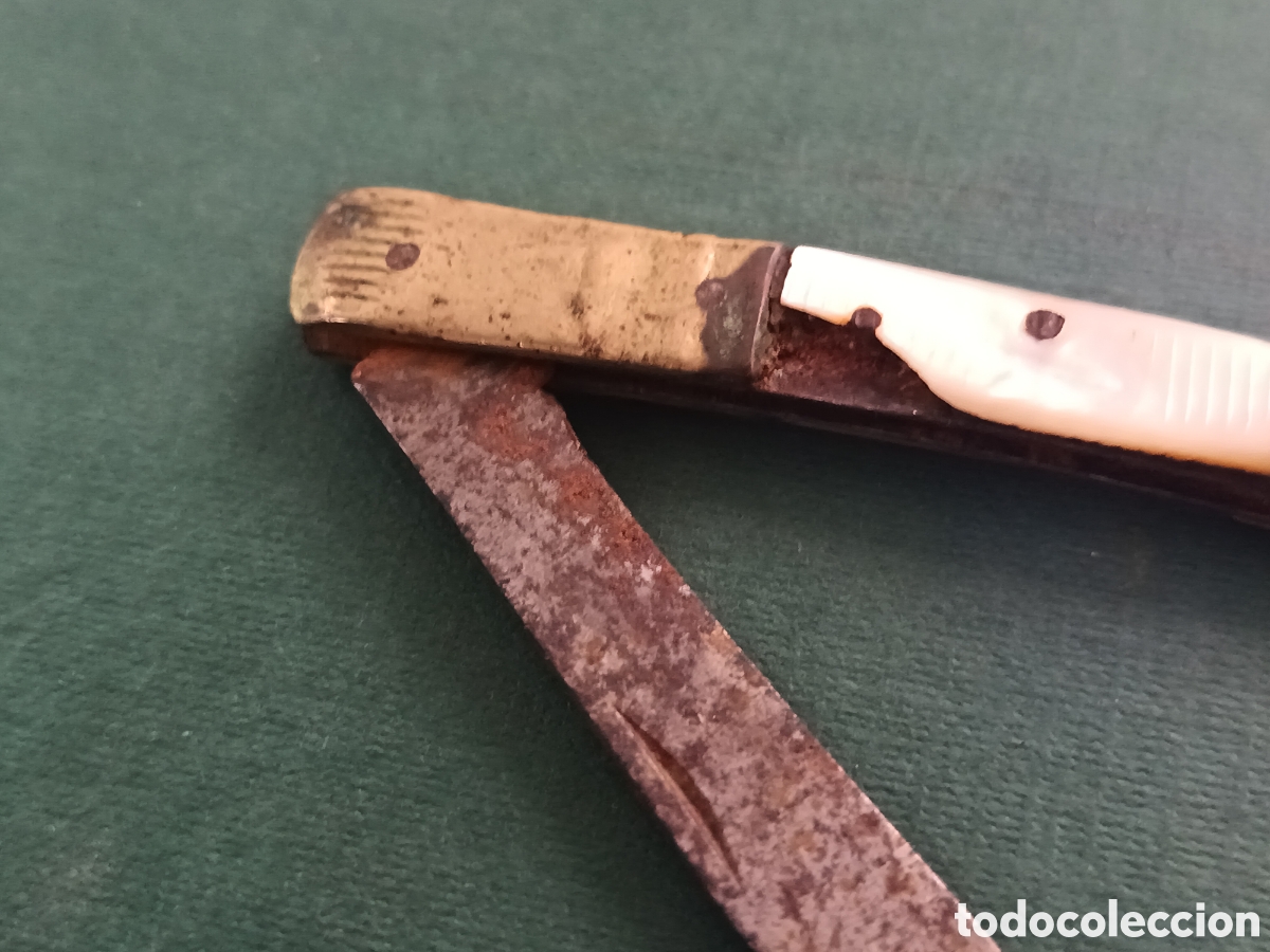 Coleccionismo: ANTIGUA NAVAJA LATON Y NACAR - Foto 10