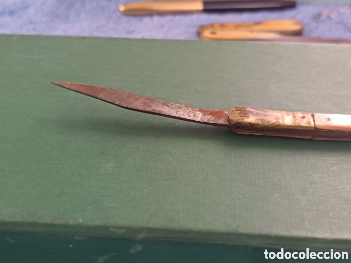 Coleccionismo: ANTIGUA NAVAJA LATON Y NACAR - Foto 13