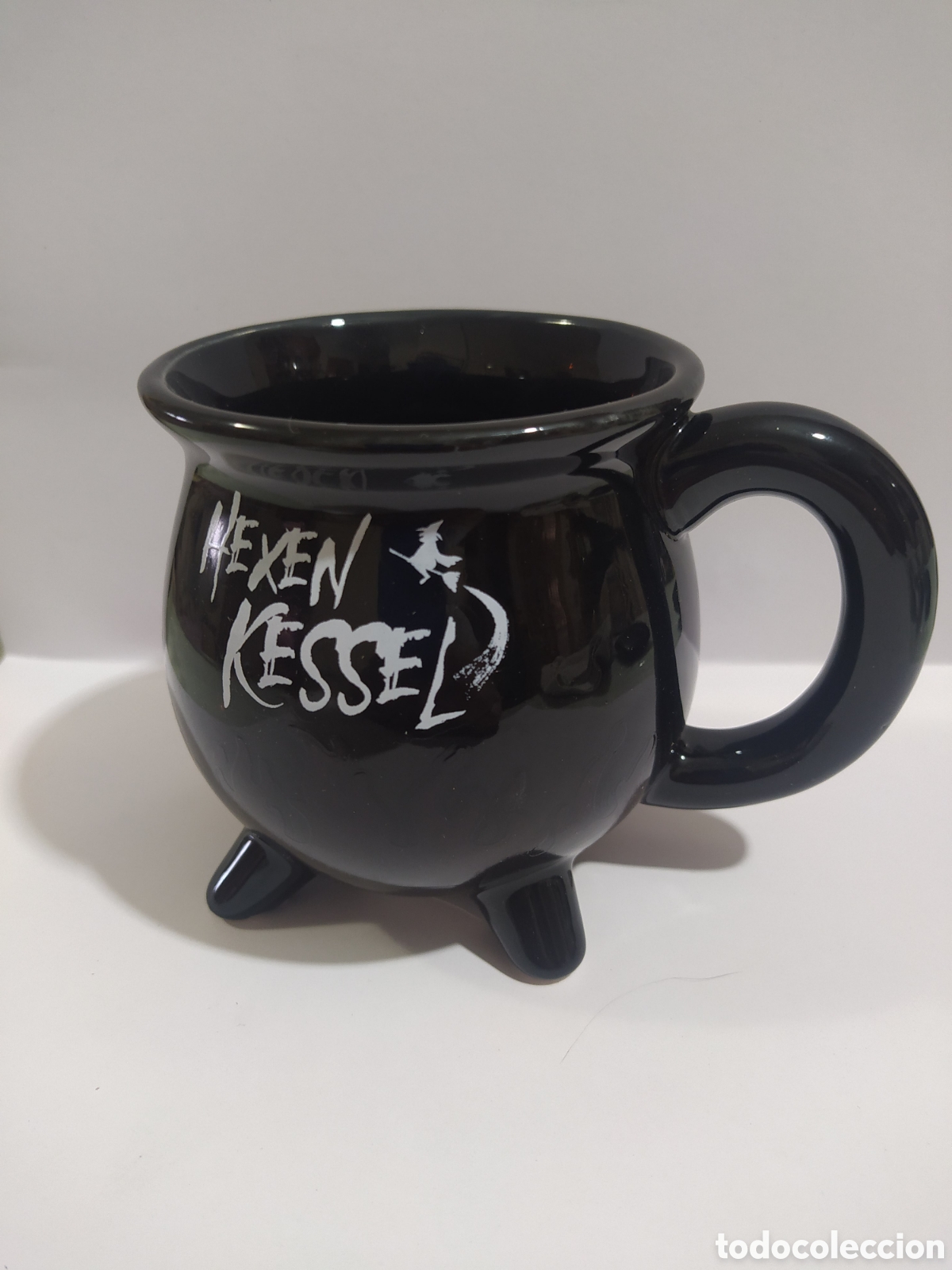 Coleccionismo: Taza Caldero de Bruja M&aacute;gica con Efecto Calor (350 ml) &ndash; Taza de Cer&aacute;mica Negra con Dise&ntilde;o de Llamas