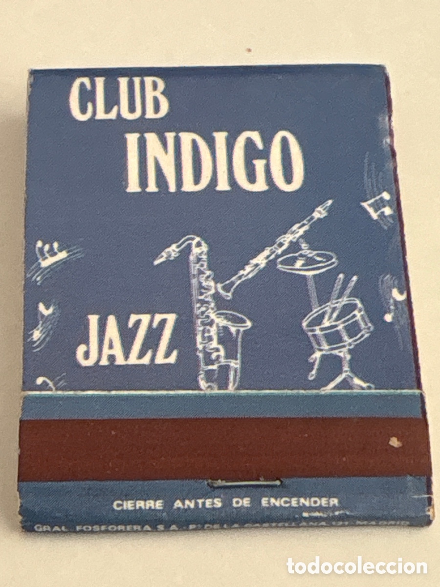 Coleccionismo: CAJA DE CERILLAS PUBLICIDAD CLUB &Iacute;NDIGO JAZZ ( PUB DISCOTECA BAR )