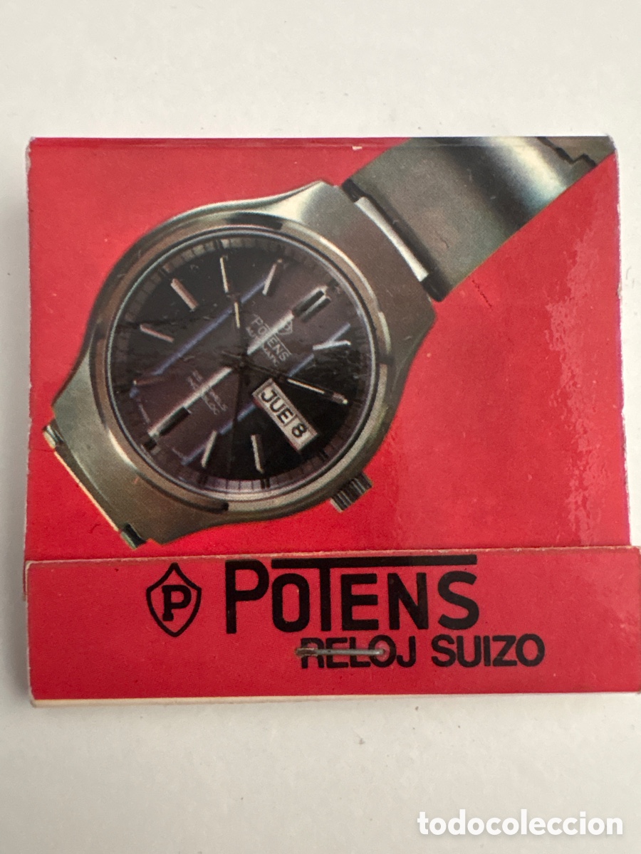 Coleccionismo: CAJA DE CERILLAS PUBLICIDAD RELOJ SUIZO POTENS