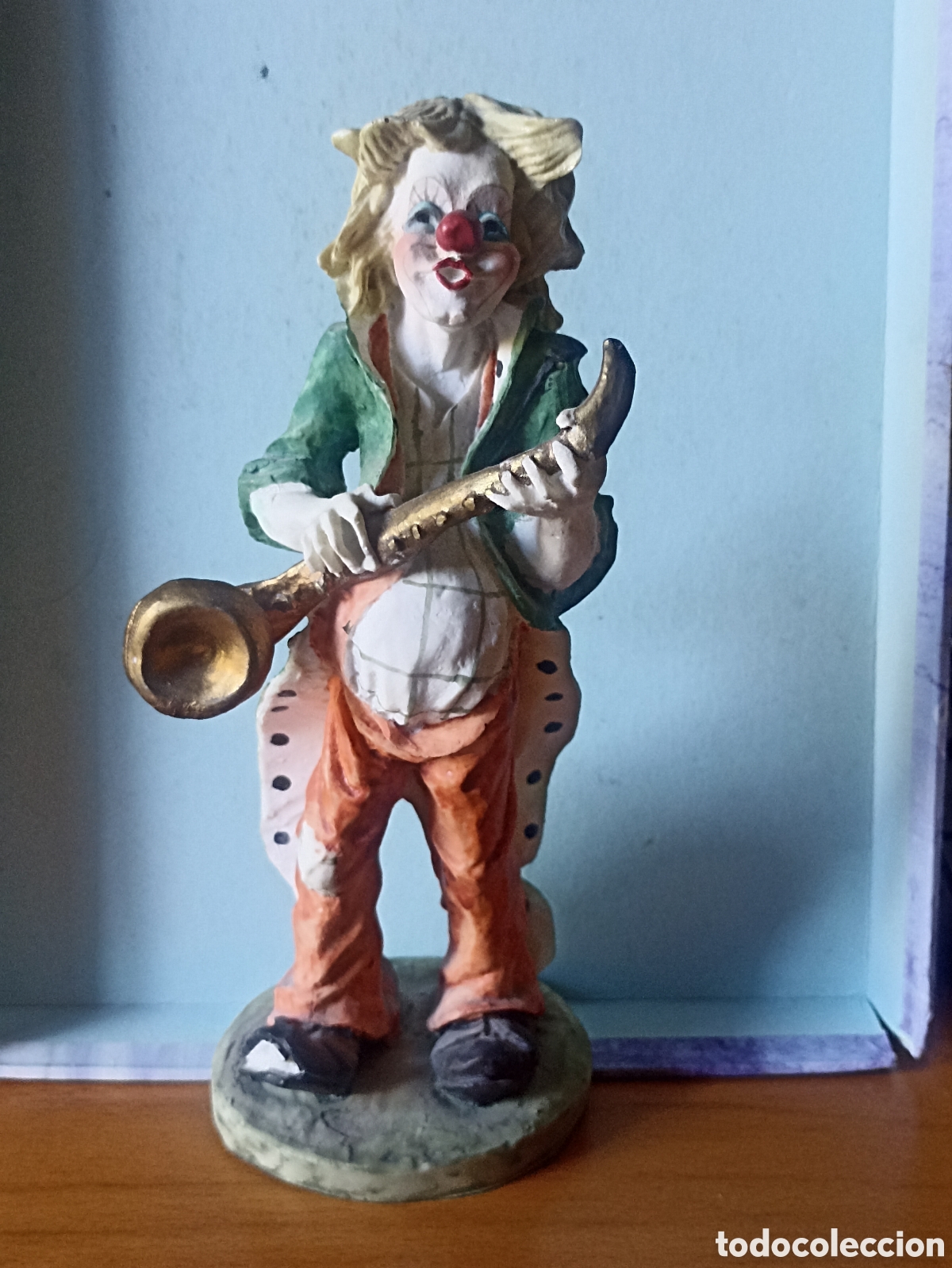 Coleccionismo: Figura payaso con saxof&oacute;n 18 cms de alto