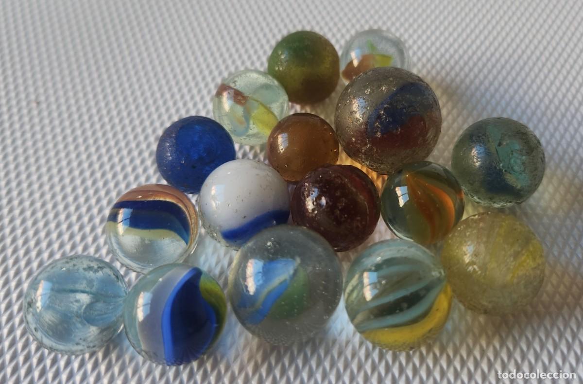 Coleccionismo: lote de CANICAS BOLINDRES BOLINCHES antiguas de vidrio a&ntilde;os '70s