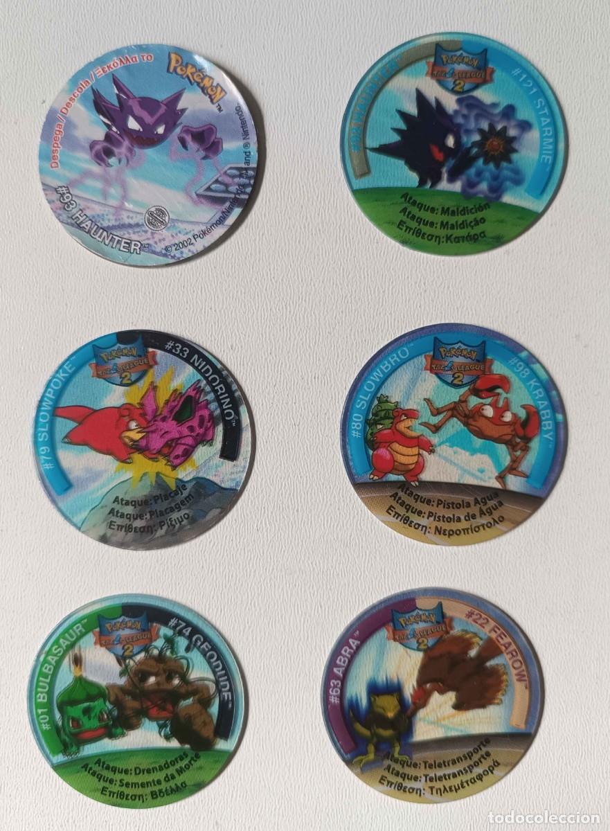 Coleccionismo: Lote 6 tazos POKEMON LEAGUE 2 n&ordm; 01, 63, 79, 80, 93 y 102 Matutano Bulbasur Abra Haunter