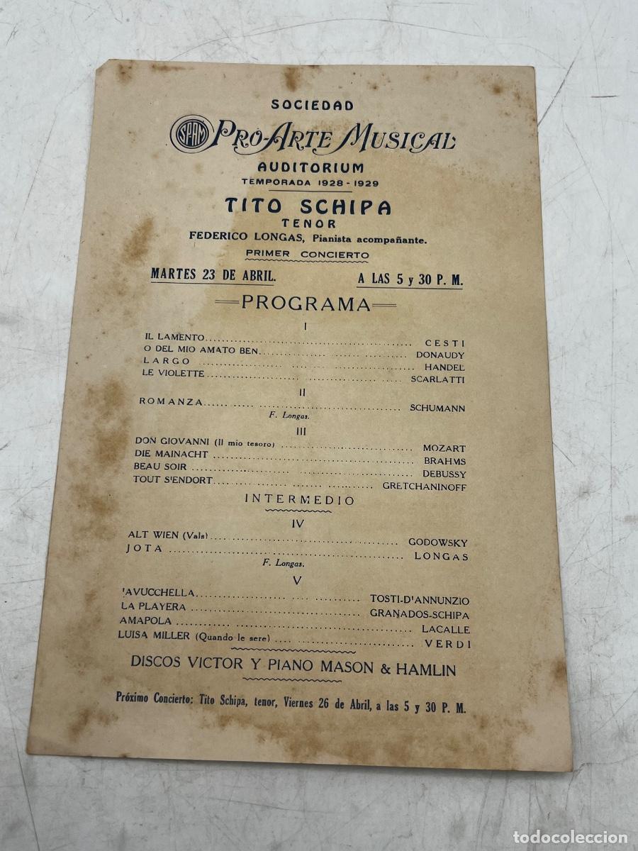 Coleccionismo: CUBA. 1928-1929. PRO-ARTE MUSICAL. TITO SCHIPA. AUDITORIUM. PROGRAMA.