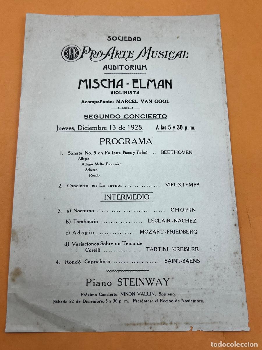 Coleccionismo: CUBA. 1928. PRO-ARTE MUSICAL. TEATRO PAYRET. MISCHA ELMAN. PROGRAMA.