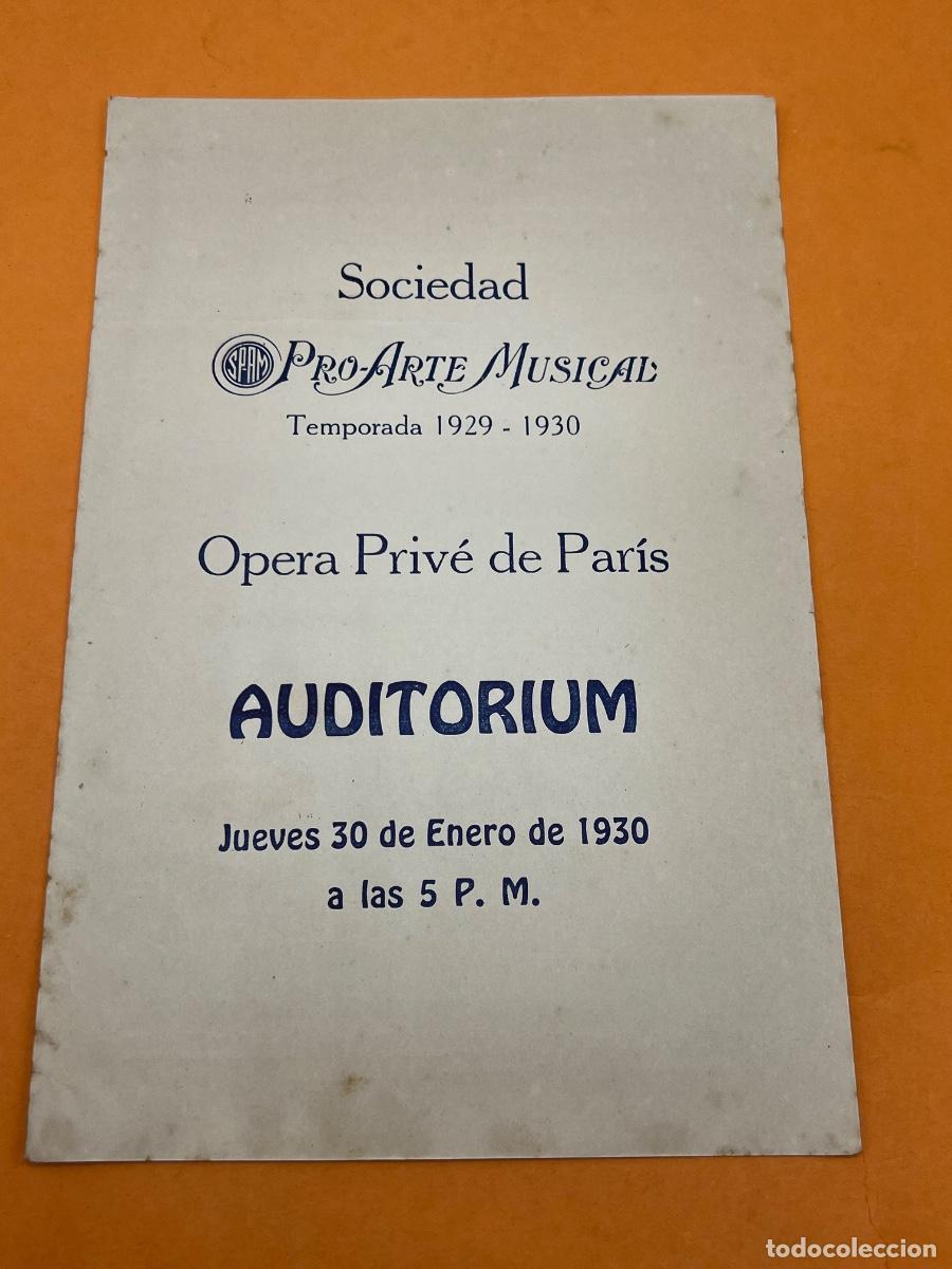 Coleccionismo: CUBA. 1929-1930. OPERA PRIVE DE PARIS. AUDITORIUM. TEATRO PAYRET. DINO BORGIOLI. PROGRAMA.