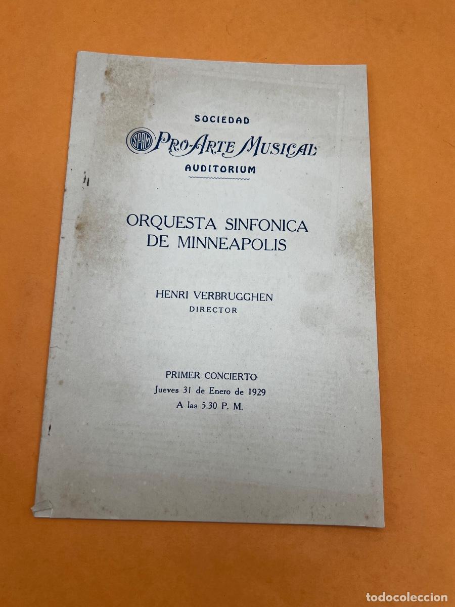 Coleccionismo: CUBA. 1929. PRO-ARTE MUSICAL. TEATRO PAYRET. ORQUESTA SINF&Oacute;NICA DE MINNEAPOLIS. PROGRAMA.