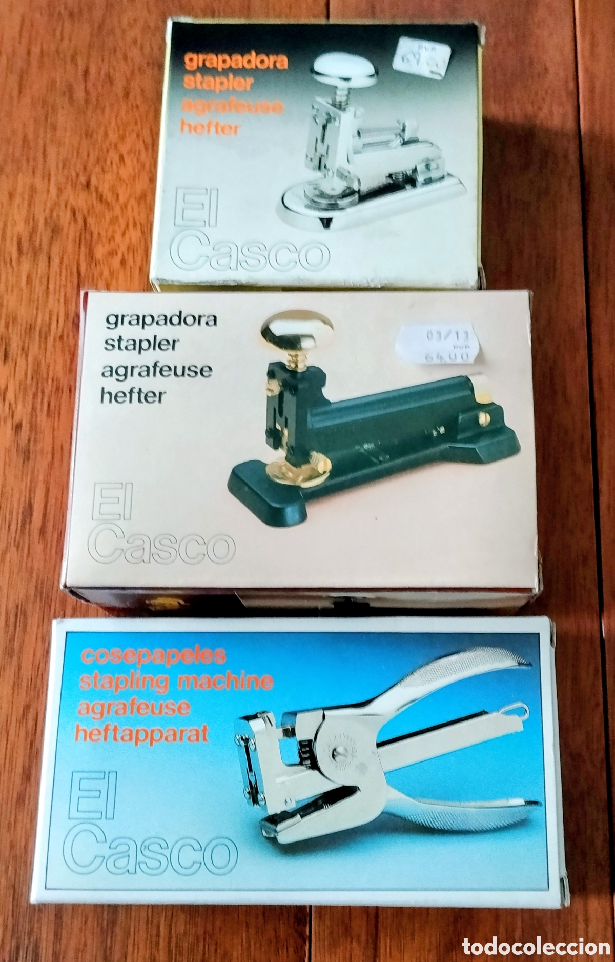 Coleccionismo: Lote de Grapadoras Cl&aacute;sicas El Casco (Con Caja Original) - Vintage