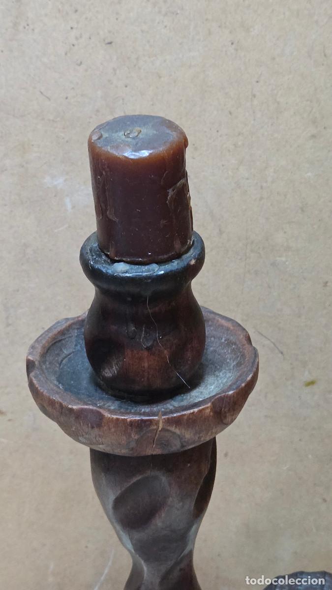 Coleccionismo: portavela de madera vintage - Foto 2