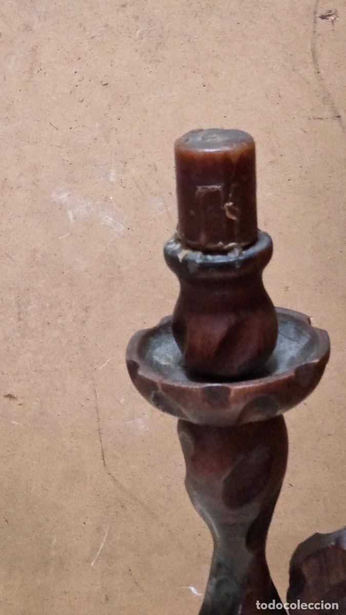 Coleccionismo: portavela de madera vintage - Foto 4