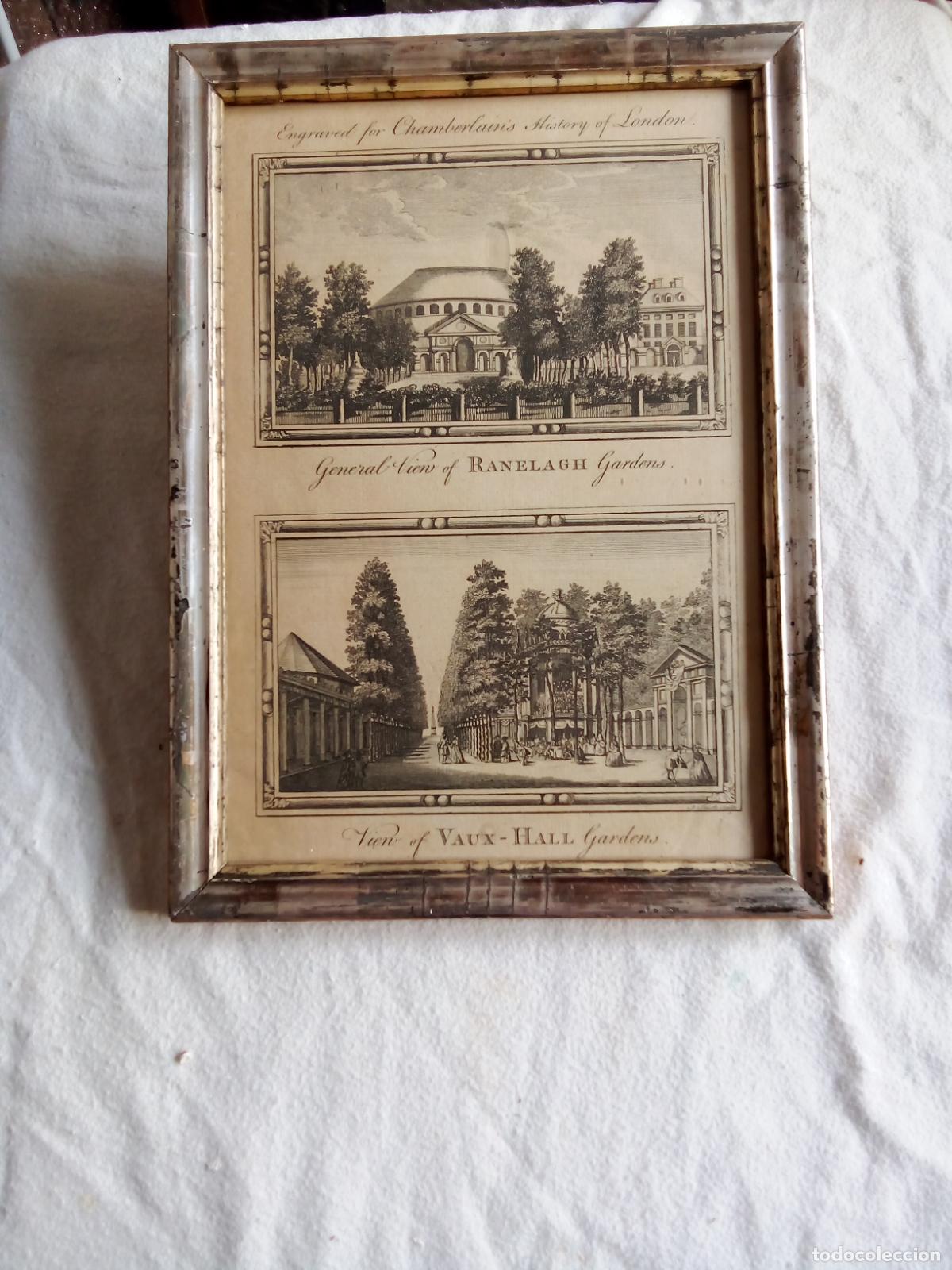 Coleccionismo: ANTIGUA ESTAMPA DE JARDINES LONDINENSES. S.XIX.