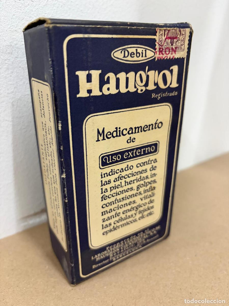 Coleccionismo: Frasco de loci&oacute;n Haugrol en caja original
