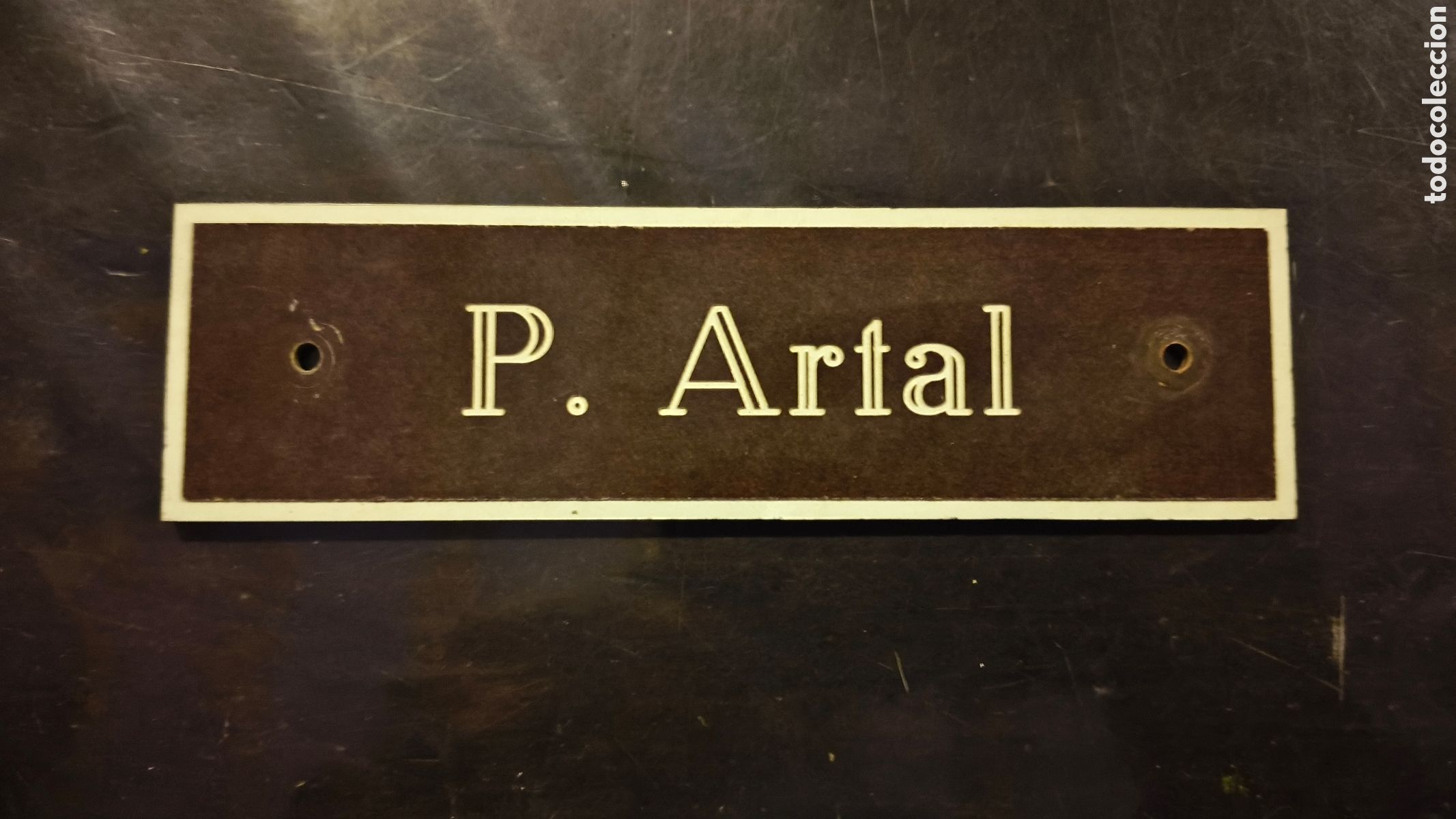 Coleccionismo: Antigua placa de puerta apellido artal Letux moneva Zaragoza