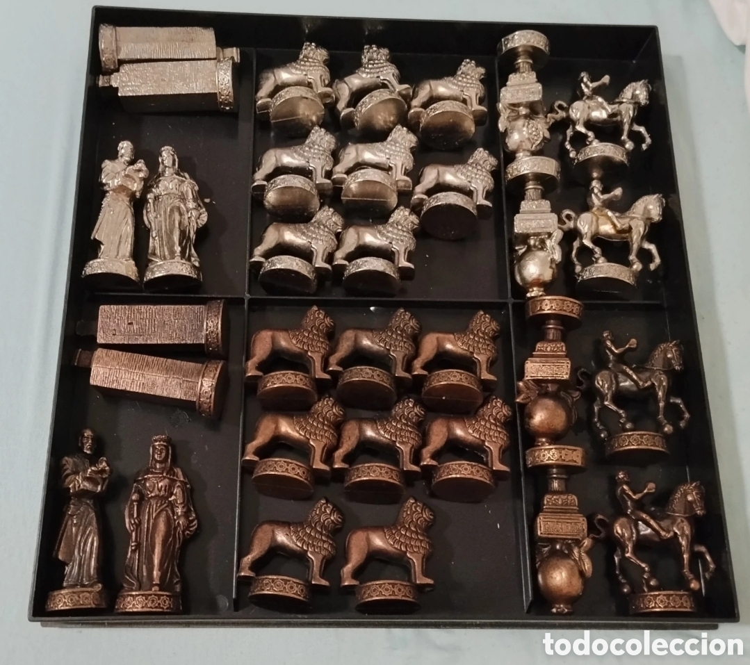 Coleccionismo: Ajedrez met&aacute;lico moros y cristianos+ damas