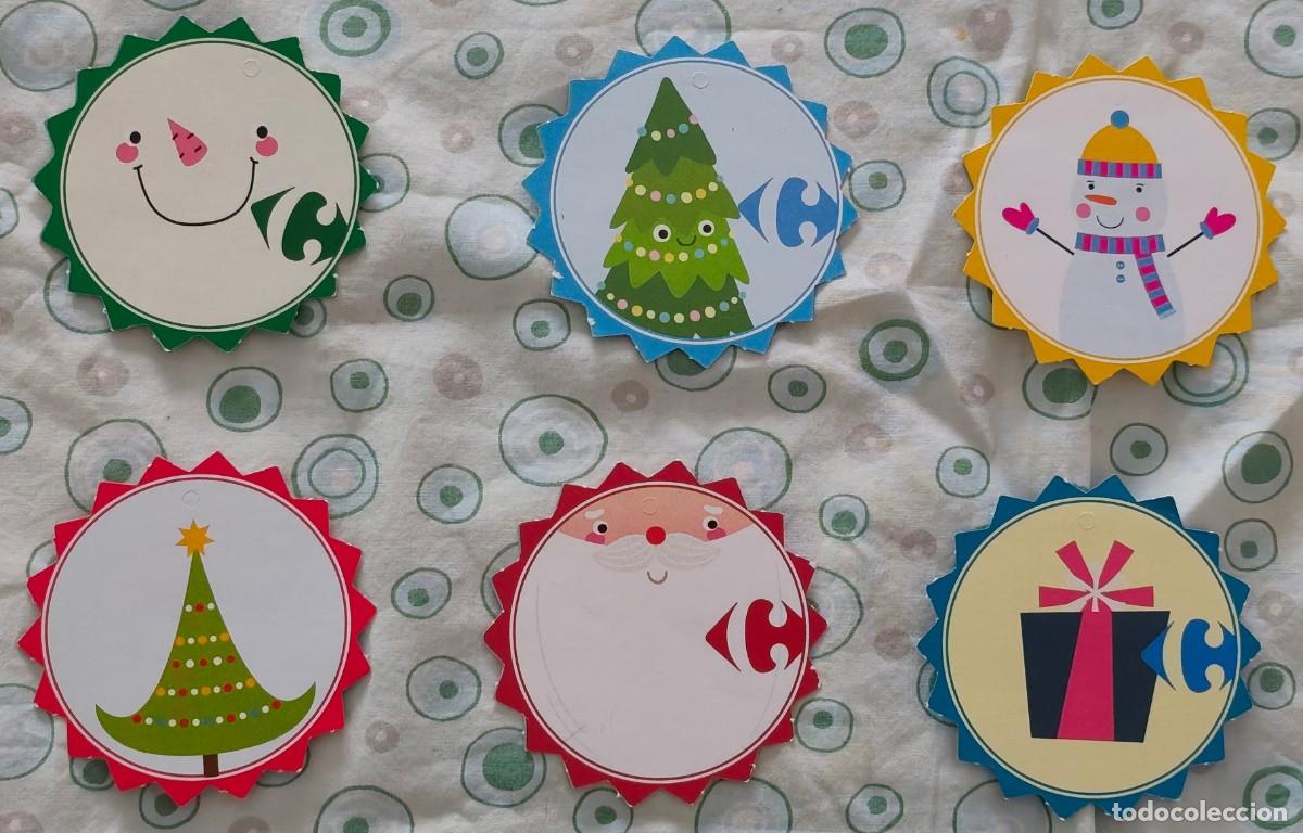 Colecionismo: 6 ETIQUETAS PARA COLGAR DE CARREFOUR CON ESCENAS NAVIDE&Ntilde;AS &middot; 6,5 CM. DE DI&Aacute;METRO