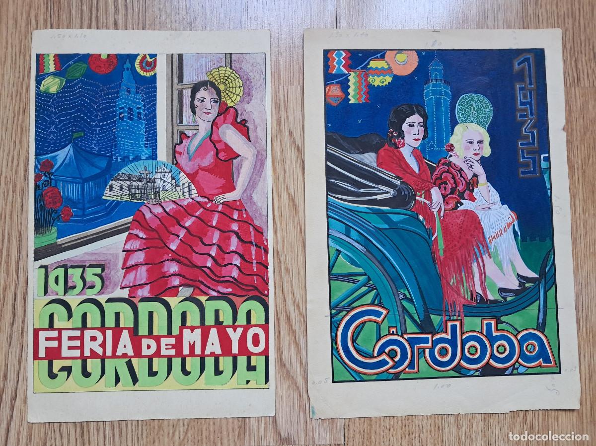 Coleccionismo: C&oacute;rdoba 1935 Dos maquetas originales para Programa Oficial Feria de Mayo. (Muy raros).