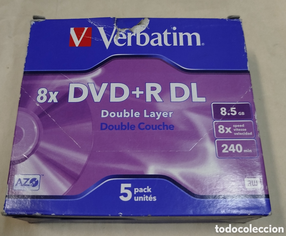 Coleccionismo: Verbatim DVD+R DL 8,5 GB 8x. 5 unidades
