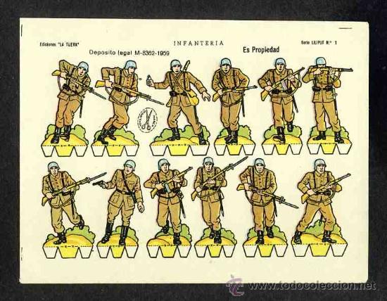 Coleccionismo Recortables: Recortable de soldados: Infanteria (Ed.La Tijera, Serie Liliput num.1) (17,5 x 12,5 cms) - Foto 1 - 14866849