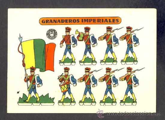 RECORTABLE DE SOLDADOS: GRANADEROS IMPERIALES. TAMAÑO PEQUEÑO (17 X 12 CMS) (ED.BRUGUERA) (Coleccionismo - Recortables - Soldados)