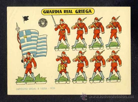 Coleccionismo Recortables: Recortable de soldados: Guardia real griega. Tamaño pequeño (17 x 12 cms) (Ed.Bruguera) - Foto 1 - 14982229