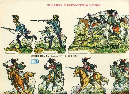 Coleccionismo Recortables: Recortable de soldados: Husares e Infanteria de 1820 (Ed.Boga, letra B) - Foto 1 - 24778658