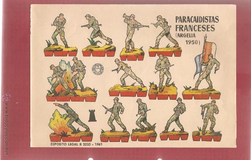 Coleccionismo Recortables: 01214 recortable SOLDADOS PARACAIDISTAS FRANCESES ARGELIA 1950 , BARCELONA 1961 25x 17,5 cm