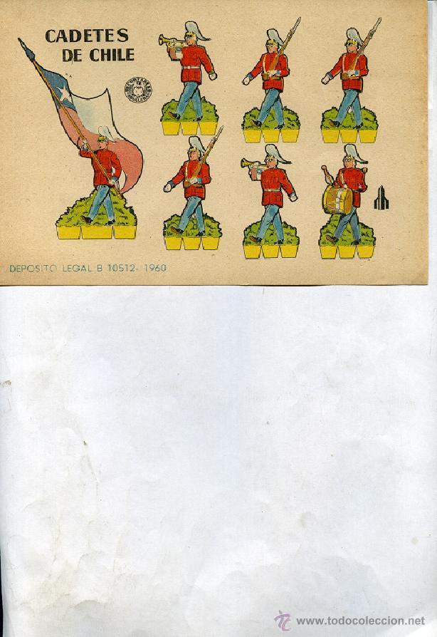 Sammeln von Bastelb&ouml;gen: RECORTABLE DE SOLDADOS ; CADETES DE CHILE, 1960 , BARCELONA