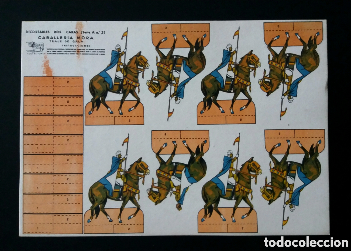 Coleccionismo Recortables: RECORTABLES DOS CARAS marca EL TORO serie A n&deg; 3 CABALLER&Iacute;A MORA TRAJE DE GALA a&ntilde;os 40 soldados