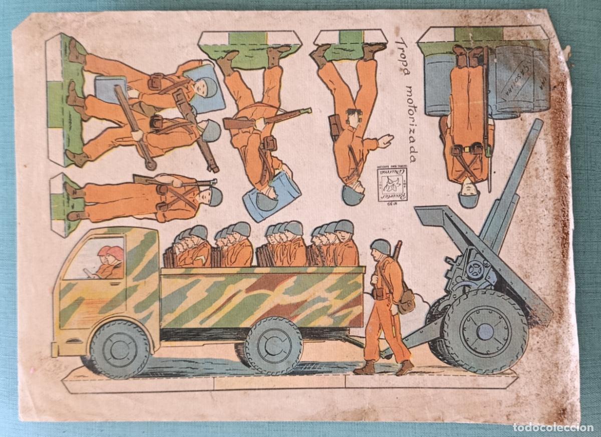 Coleccionismo Recortables: PAREJA DE PLIEGOS RECORTABLES. MILITAR. TROPA MOTORIZADA E INFANTERIA COLONIAL EN CAMPA&Ntilde;A