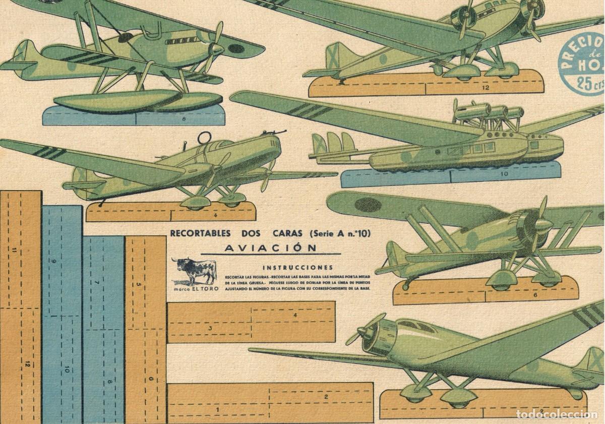 Coleccionismo Recortables: Recortable Patri&oacute;tico Original - AVIACI&Oacute;N - RECORTABLES EL TORO 2 CARAS SERIE A N&Uacute;M. 10
