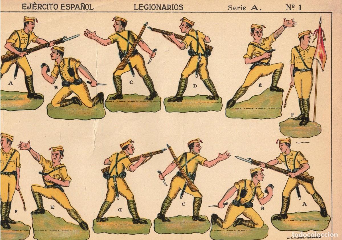 Coleccionismo Recortables: Guerra Civil 1936 - 1939 - Original - LEGIONARIOS - Litografia A. Anel - Granada - Serie A N&uacute;m. 1