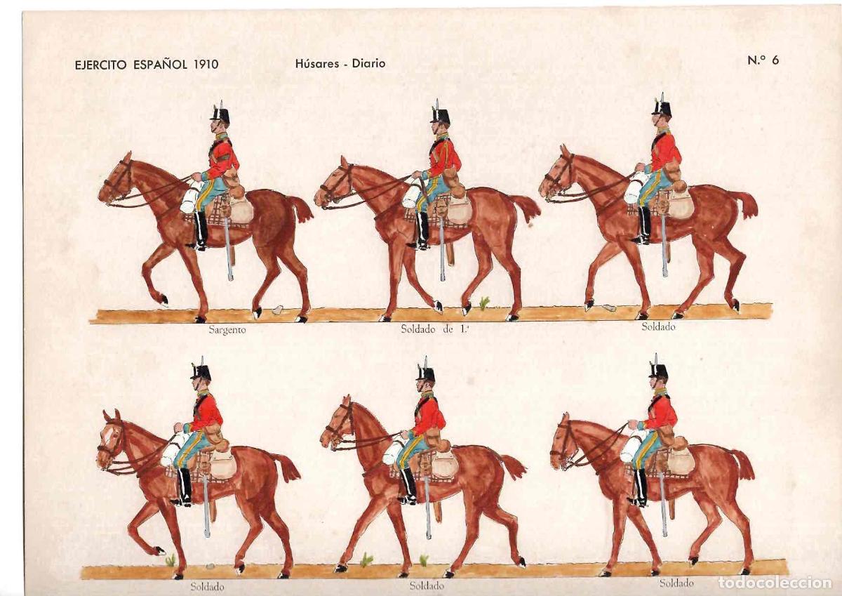 Coleccionismo recortables: RECORTABLE EJERCITO ESPA&Ntilde;OL 1910 HUSARES DIARIO. N&ordm; 6, 1974