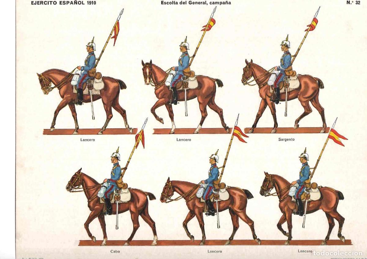 Coleccionismo recortables: RECORTABLE EJERCITO ESPA&Ntilde;OL 1910 ESCOLTA DEL GENERAL, CAMPA&Ntilde;A. N&ordm; 32, 1974