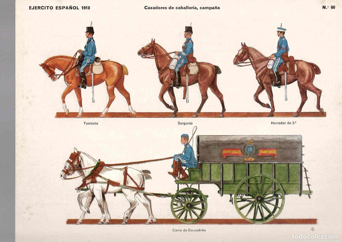 Coleccionismo recortables: RECORTABLE EJERCITO ESPA&Ntilde;OL 1910 CAZADORES DE CABALLERIA, CAMPA&Ntilde;A. N&ordm; 60, 1974