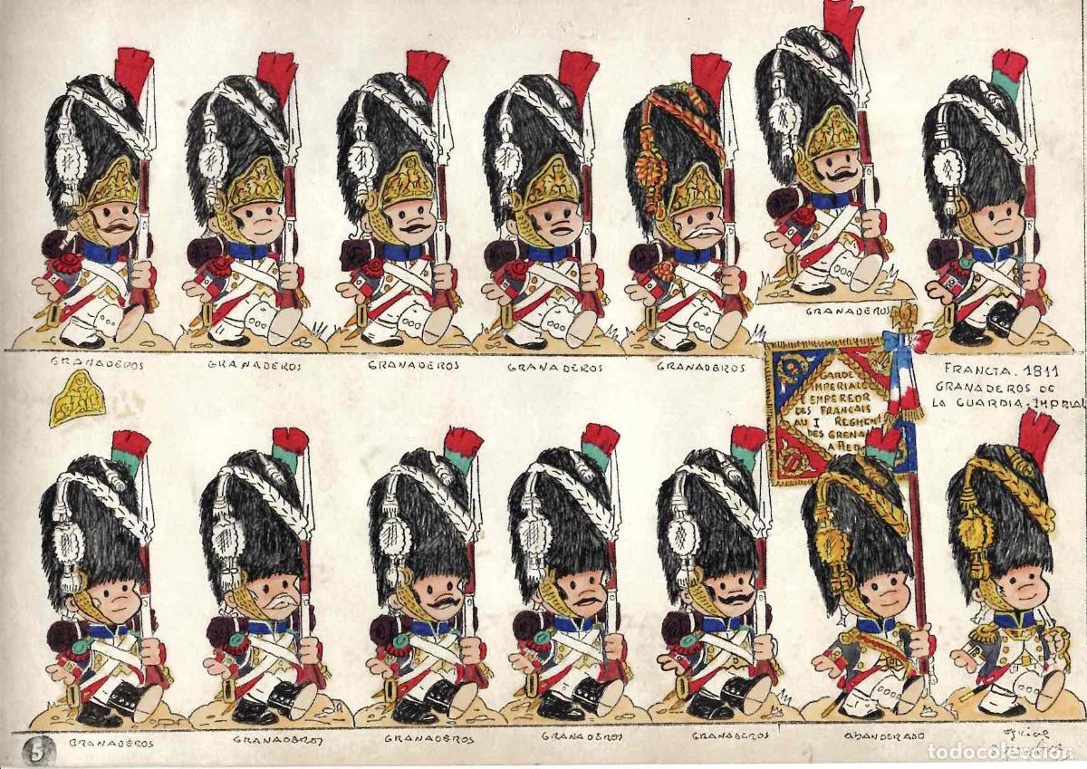 Coleccionismo recortables: DIBUJO ORIGINAL UTILIZADO PARA ILUSTRACION DE RECORTABLE GRANADEROS DE LA GUARDIA IMPERIAL FRANCIA