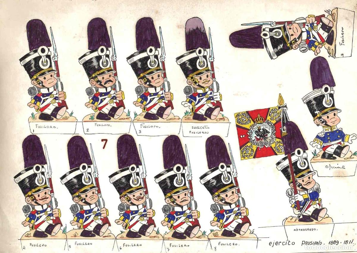 Coleccionismo recortables: ILUSTRACION RECORTABLE FUSILEROS EJERCITO PRUSIANO. A&Ntilde;OS 60