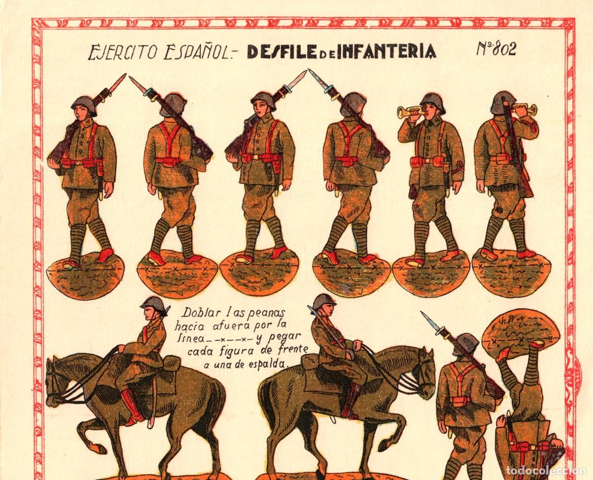 Coleccionismo recortables: Recortable antiguo - Ejercito Espa&ntilde;ol - Desfile de infanteria n&ordm; 802 Editorial Hernando S.A. Madrid