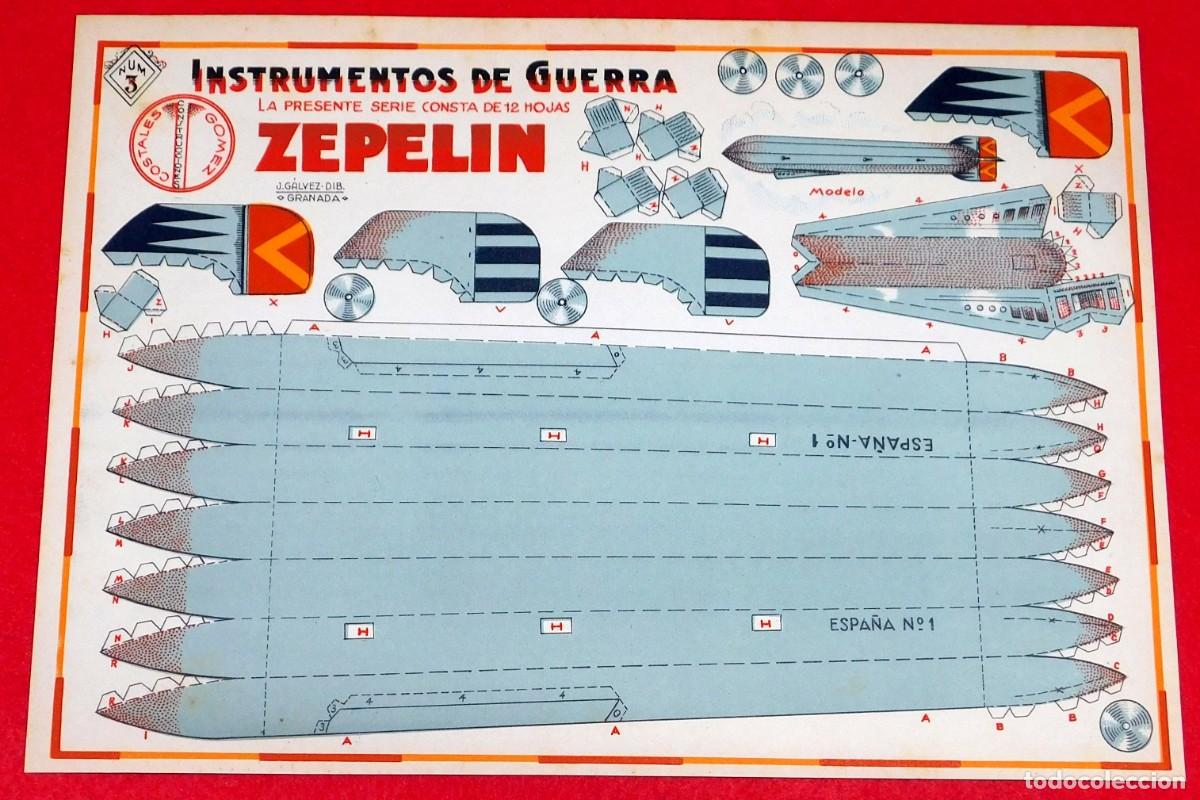 Coleccionismo recortables: Recortable Guerra Civil INSTRUMENTOS DE GUERRA ZEPELIN - GALVEZ, dibujante - Construcciones Costa -