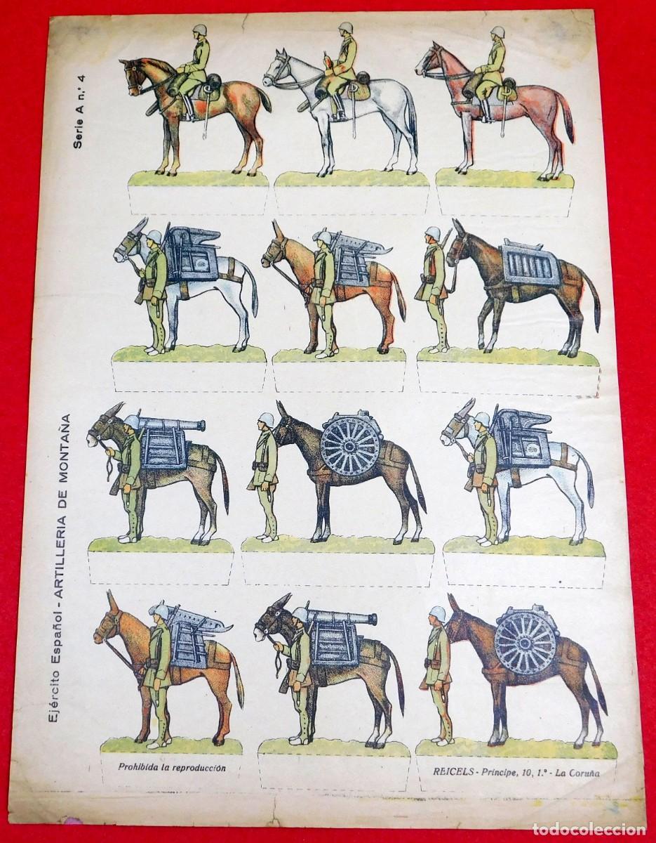 Coleccionismo recortables: Guerra Civil: Ej&eacute;rcito Espa&ntilde;ol - ARTILLERIA DE MONTA&Ntilde;A - Serie A n.&deg; 4 - REICELS - La Coru&ntilde;a