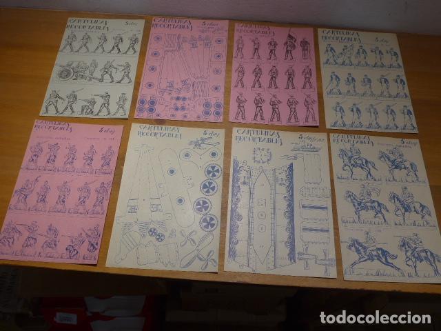 Coleccionismo recortables: Lote de 8 antiguos recortables del Ejercito Espa&ntilde;ol: artilleria, aviones, guardia civil, regulares..