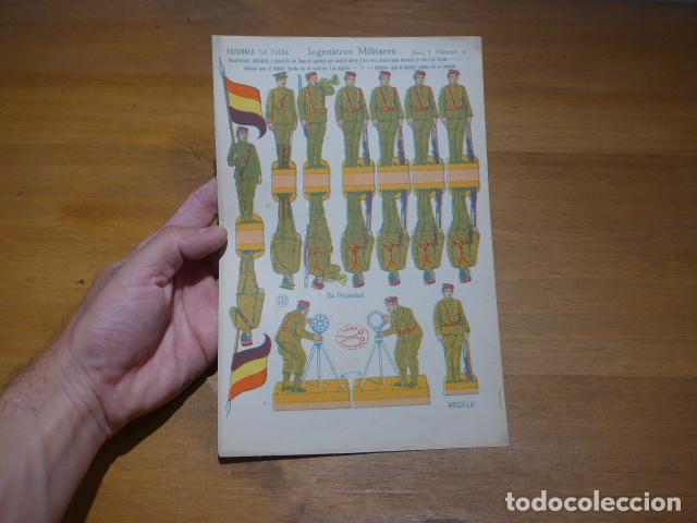 Coleccionismo recortables: Antiguo recortable Ingenieros militares, Republica y guerra civil, Editorial La Tijera serie 5 n&ordm; 4