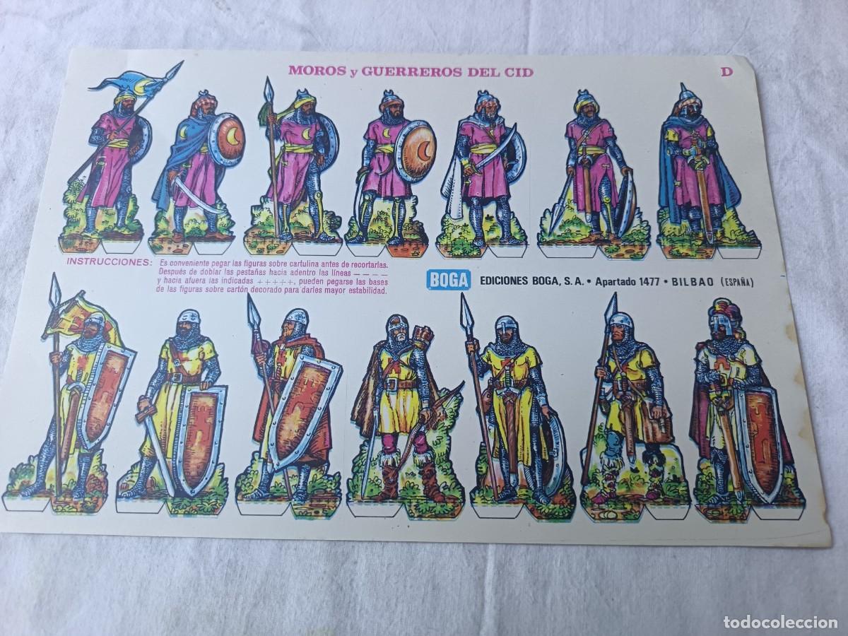 Coleccionismo recortables: Antigua Hoja de Recortable, BOGA, H&eacute;roes y Soldados, Moros y Guerreros del Cid, unos 31 x 21 cms.