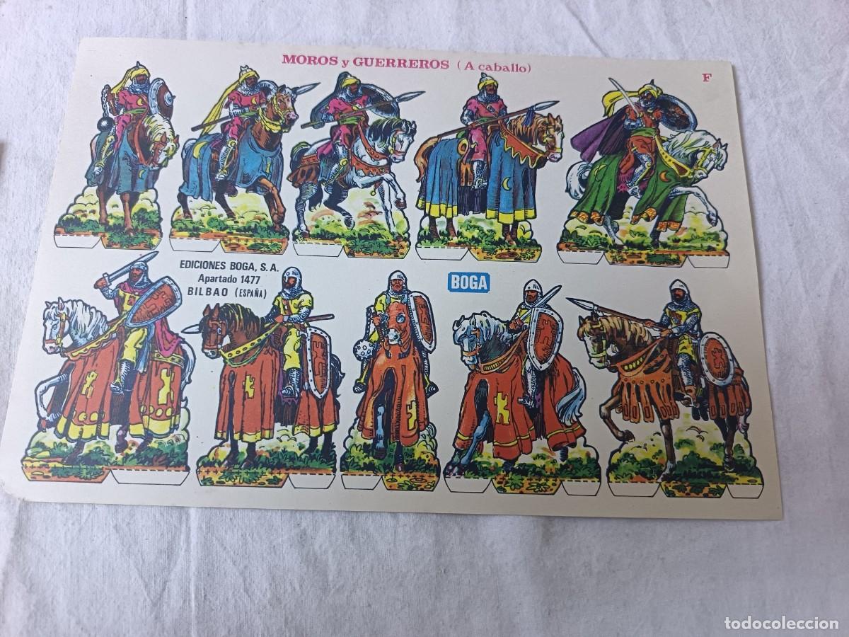 Coleccionismo recortables: Antigua Hoja de Recortable, BOGA, H&eacute;roes y Soldados, Moros y Guerreros a Caballo, unos 31 x 21 cms.