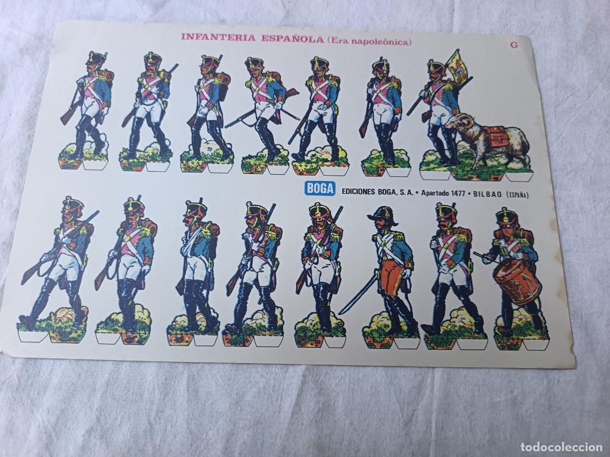Coleccionismo recortables: Antigua Hoja de Recortable, BOGA, H&eacute;roes y Soldados, Infanter&iacute;a Espa&ntilde;ola, unos 31 x 21 cms.