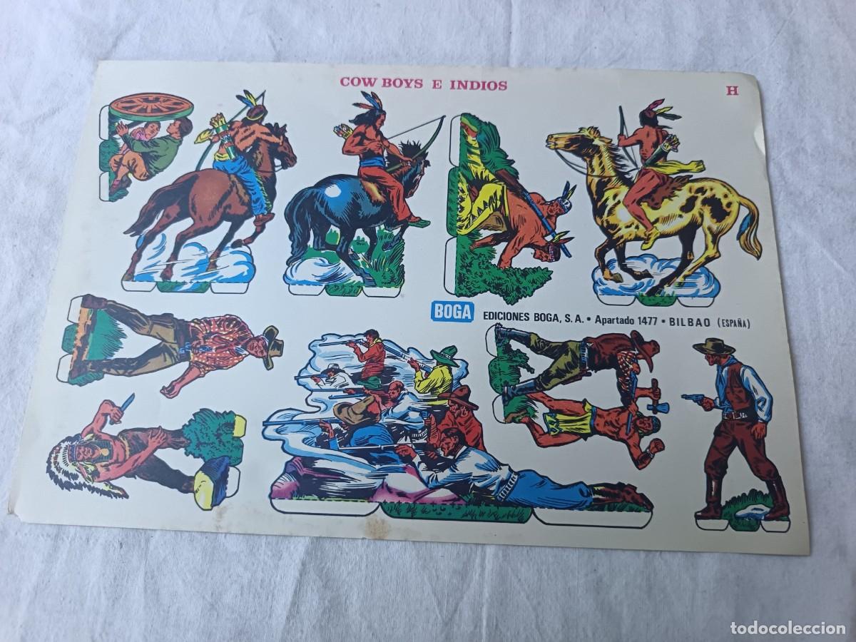 Coleccionismo recortables: Antigua Hoja de Recortable, BOGA, H&eacute;roes y Soldados, Cowboys e Indios, unos 31 x 21 cms.