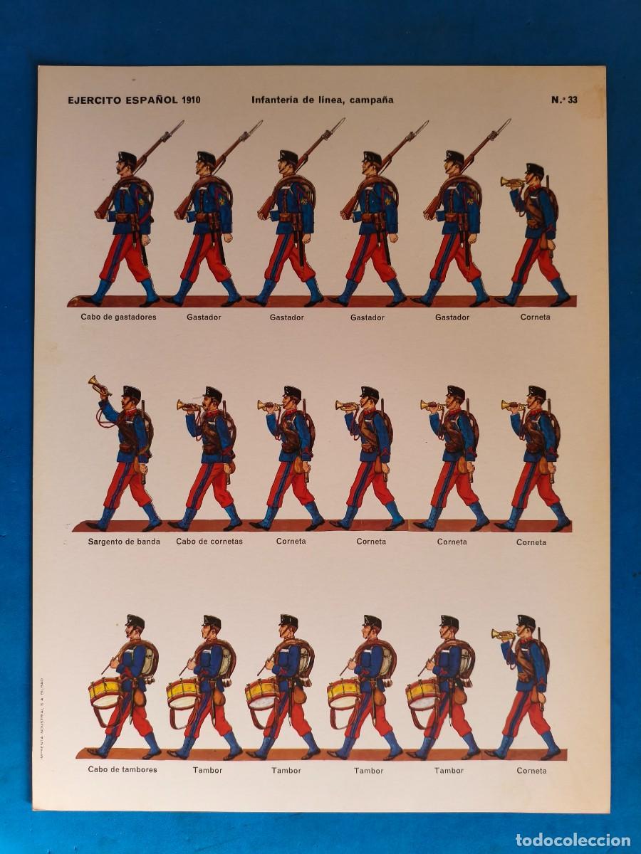 Coleccionismo recortables: L&aacute;mina / recortable. Ej&eacute;rcito Espa&ntilde;ol 1910. Infanter&iacute;a de L&iacute;nea, campa&ntilde;a. N&ordm;33. Imprenta Industrial
