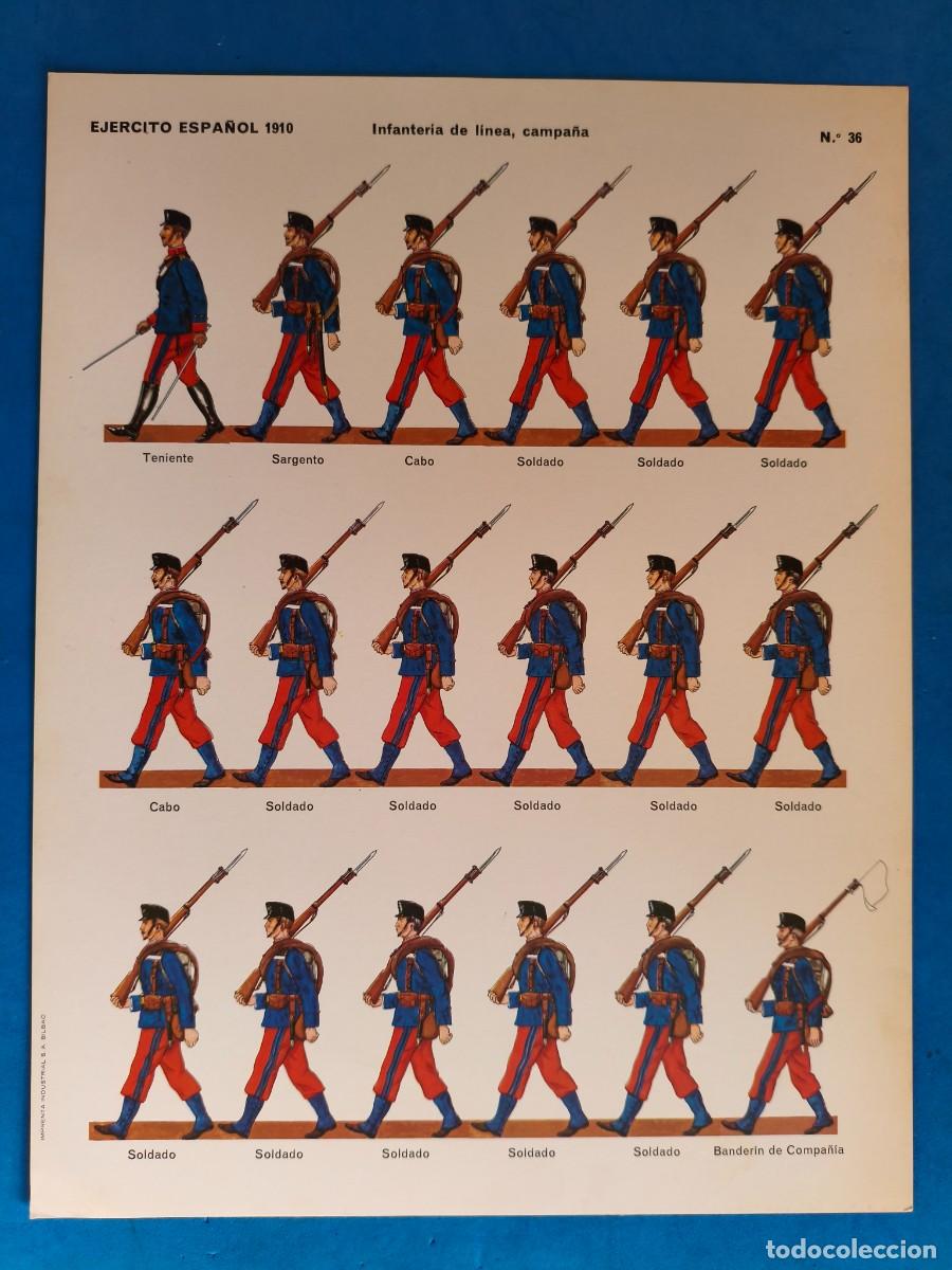 Coleccionismo recortables: L&aacute;mina / recortable. Ej&eacute;rcito Espa&ntilde;ol 1910. Infanter&iacute;a de L&iacute;nea, campa&ntilde;a. N&ordm;36. Imprenta Industrial