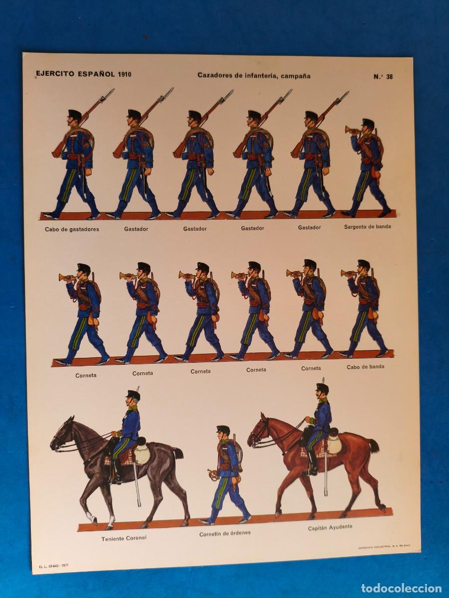 Coleccionismo recortables: L&aacute;mina / recortable. Ej&eacute;rcito Espa&ntilde;ol 1910. Cazadores de Infanter&iacute;a, campa&ntilde;a. N&ordm;38. 1977. Imprenta I