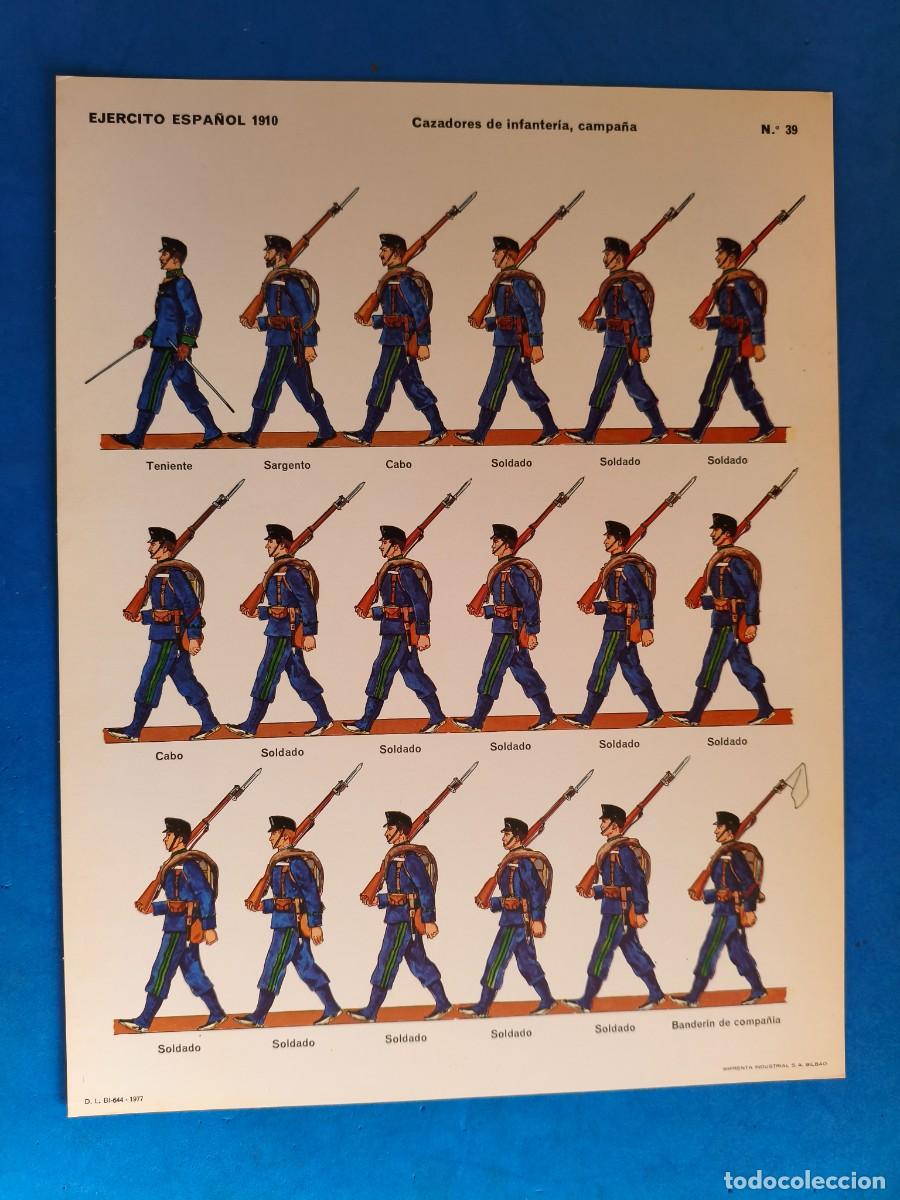 Coleccionismo recortables: L&aacute;mina / recortable. Ej&eacute;rcito Espa&ntilde;ol 1910. Cazadores de Infanter&iacute;a, campa&ntilde;a. N&ordm;39. 1977. Imprenta I